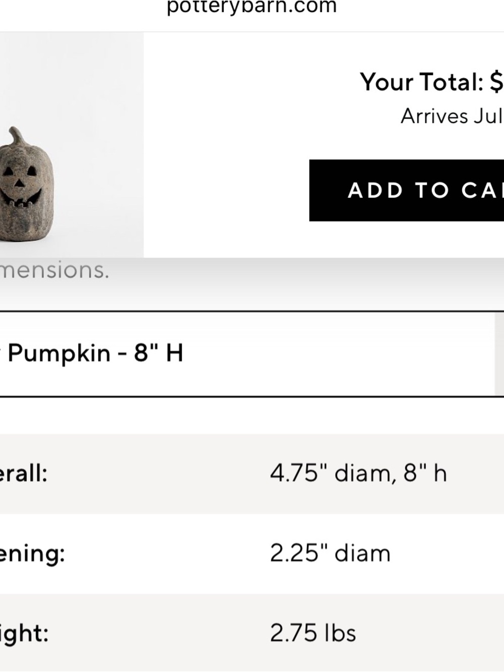 Pottery Barn 8” Handmade Terracotta Jack O' Lantern - Picture 2 of 5